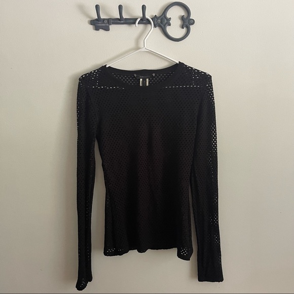 BCBG preloved black stretchy netted long sleeve top (size S) - Picture 2 of 3